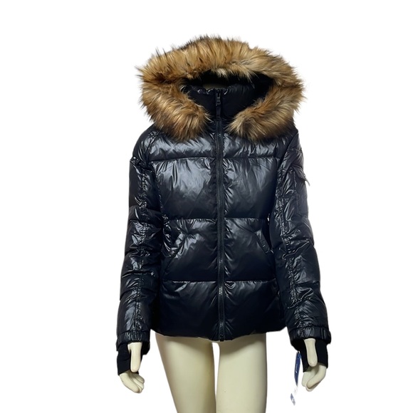 S13 New York - Faux-Fur Glossy Down Puffer Jacket Coat - Picture 2 of 5